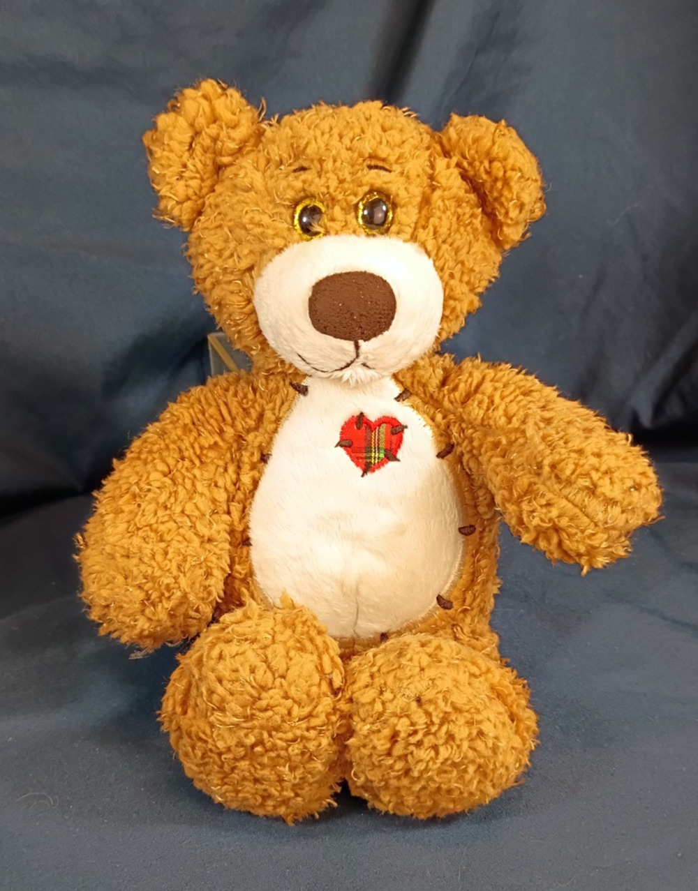 First & Main Tender Teddy Bear No. 1615 Plush Stuffed Brown Red Plaid Heart 12”